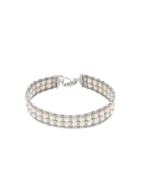 L.laforet  Double Pearls Silver Beads Bracelet